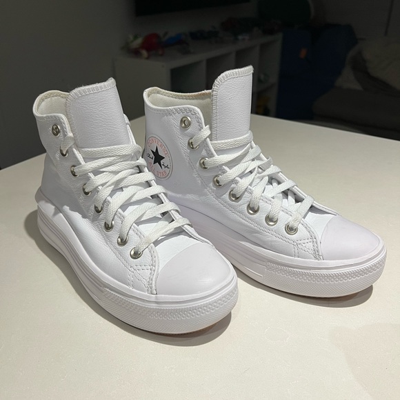Converse Chuck Taylor All Star Move High Top Leather Shoes White - Picture 4 of 11